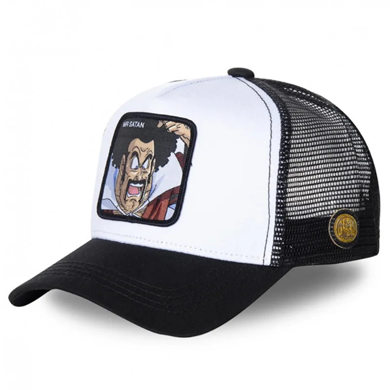 Casquette Dragon Ball Son Goku pour l'été : casquette de voyage à visière, pour homme, brodée, style hip-hop, visière pare-soleil, casquette trucker ajustable en maille