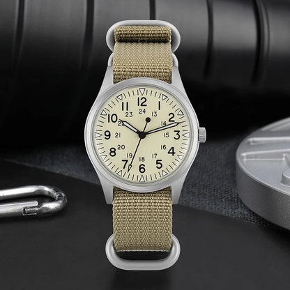 Militado ML07 Quartz Watch VH31 Movement Sapphire Crystal Military Watch 100m Waterproof High Clear AR Coating Luminous Watch