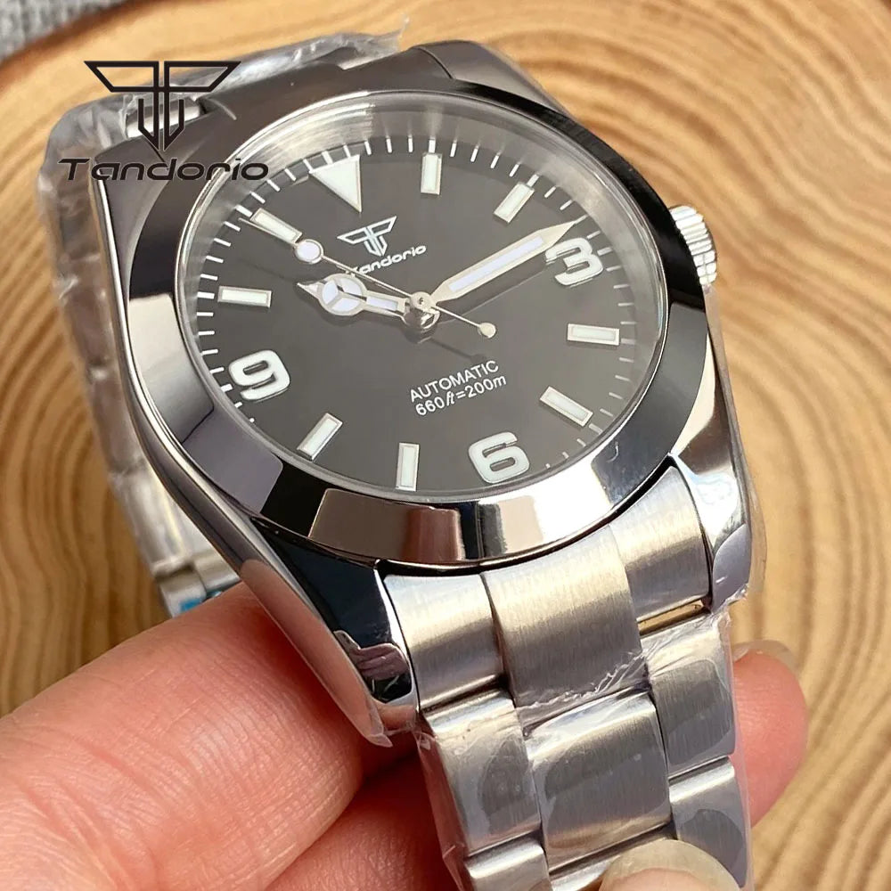 Tandorio Men's Automatic Watch Mechanical Miyota 8215/PT5000 Movt Sapphire Glass 36mm/39mm Explorer Style Wristwatch Luminous