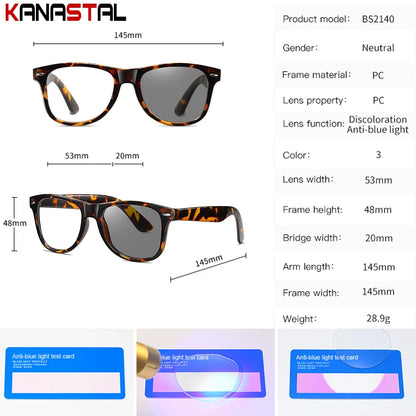 Women Photochromic Glasses Blue Light Blocking Lenses Men Prescription Reading Myopia Eyewear Anti Fatigue PC Eyeglasses Frame