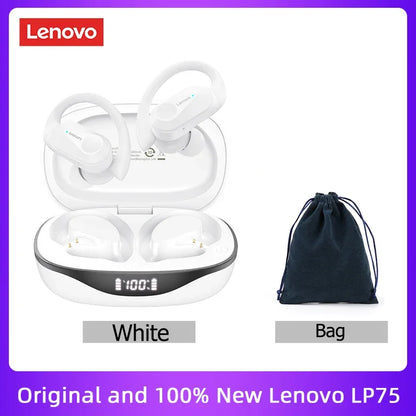 Lenovo LP75 TWS Bluetooth 5.3 Wireless Earphones – LED Display, Noise Reduction, Waterproof True Wireless Earbuds with Microphone & Deep Bass Sound
