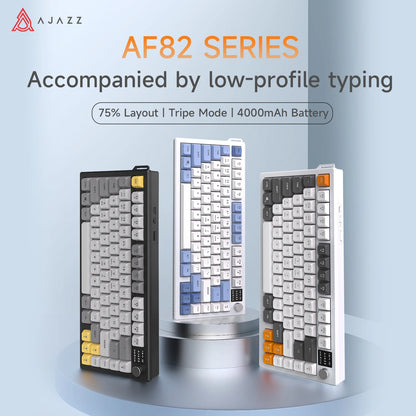 Ajazz AF82 Series 75% Layout Wireless Keyboard with 4000mAh Battery Low Profile Keys Bluetooth Tri-Mode Connectivity  RGB