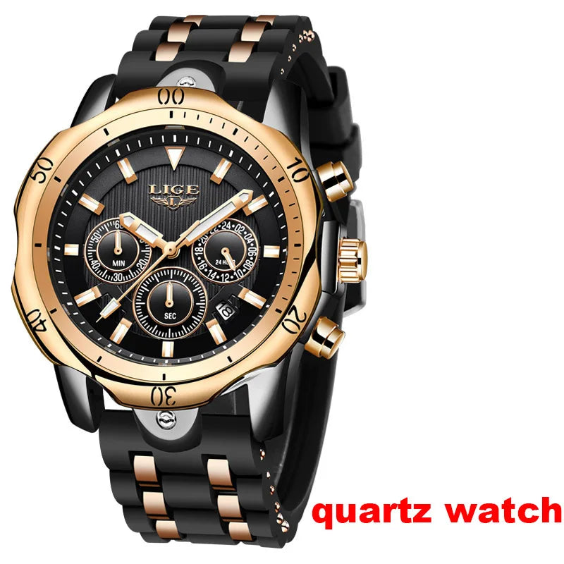 LIGE automatische mechanische polshorloges voor heren – Luxe horloge uit het topsegment met tourbillon, elegant en waterdicht model, ideaal voor op het werk of formele gelegenheden.