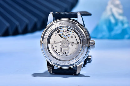 PAGANI DESIGN – Relógio mecânico de luxo para homem, 41 mm, vidro de safira, bracelete em pele, estanque, estilo piloto, com turbilhão e fase lunar