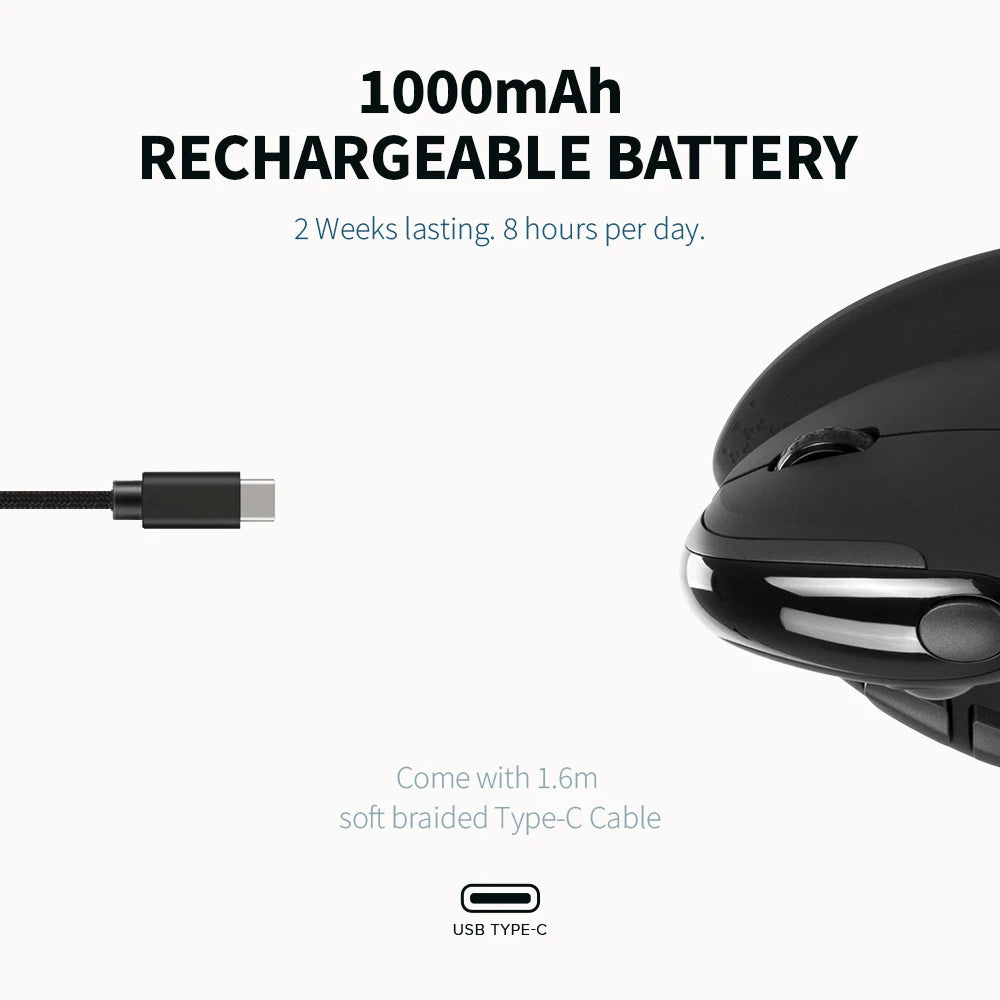 DELUX M618XSD Ergonomic Vertical Mouse with OLED Screen, 4000 DPI, Rechargeable 1000mAh Battery, Wireless & Wired Computer Mouse