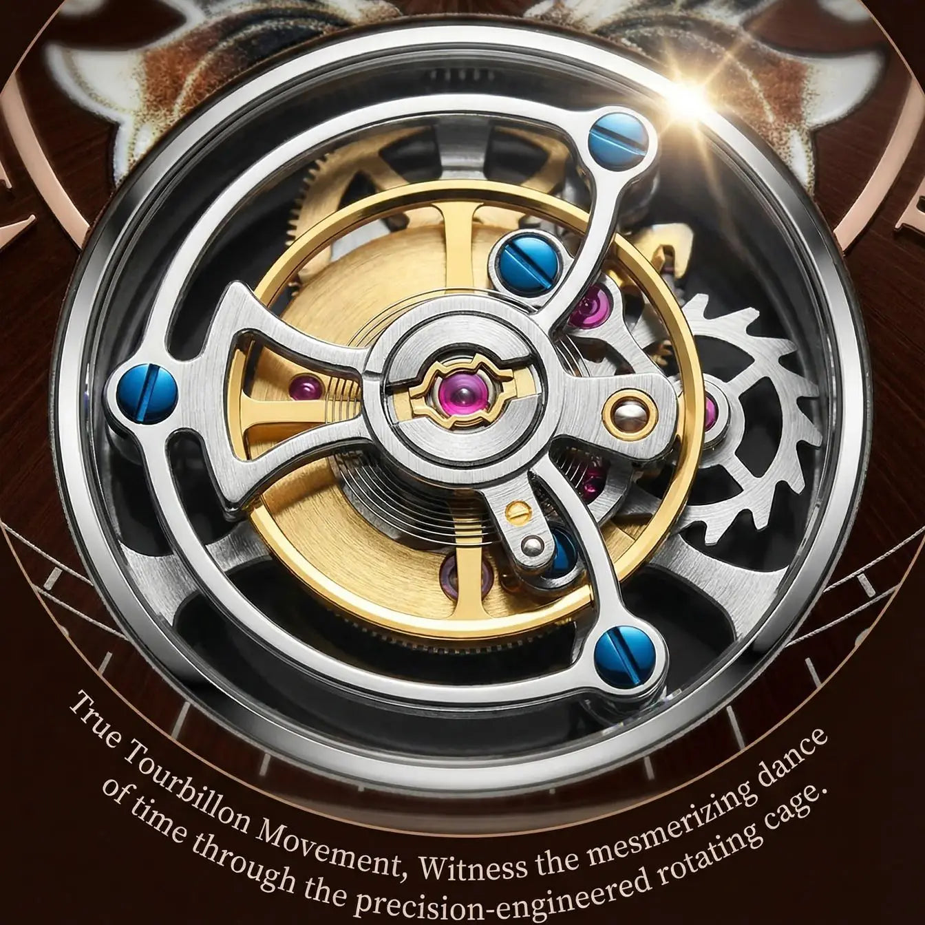 aesop Men's Watch Automatic Movement Mechanical Tourbillon Watch Skeleton Design Stainless Steel Case Waterproof Men's Watch 202