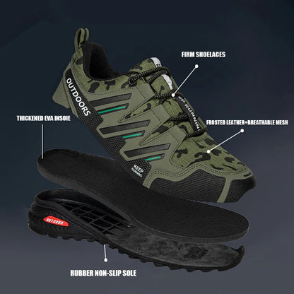 2025 New Men Hiking Shoes Outdoor Waterproof Sports Shoes Comfortable Leather Hiking Training Boots Large Size Tactical Shoe Men