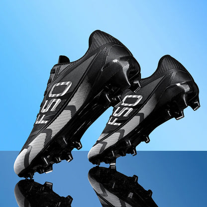 Unisex AG FG Soccer Shoes PU Woven Fabric Upper TPU Shockproof Sole Wear Resistant Anti-slip Teenager Competition Sneakers