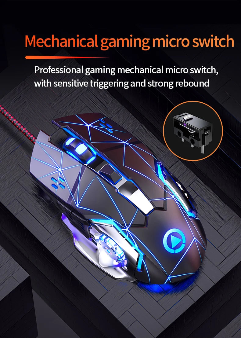 USB-kablet gamingmus med 6 knapper, baggrundsbelysning, ergonomisk design og justerbar DPI – optisk mus til PC-gamer, computer og desktop