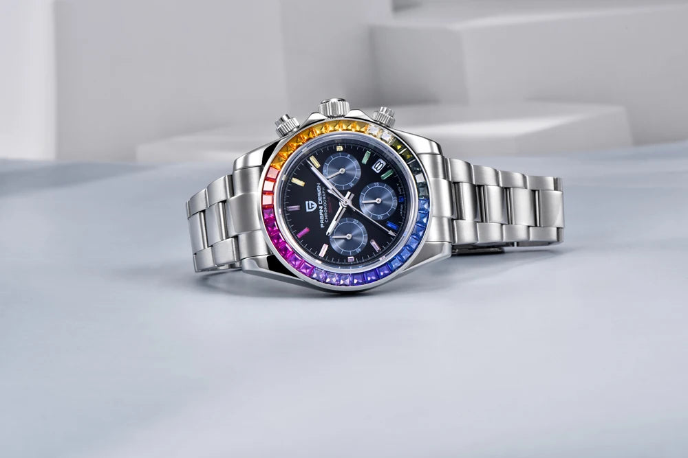 Orologio da uomo PAGANI DESIGN – Modello con quadranti colorati, orologio da polso al quarzo di lusso, cronografo dotato di un movimento