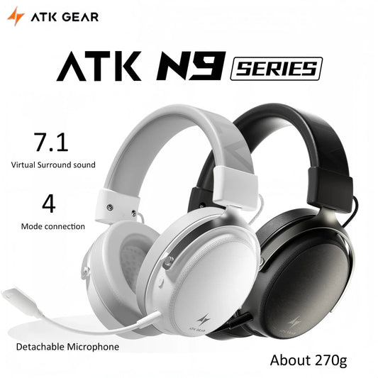 ATK N9 Pro Ultra Wireless Gaming Headset with Mic, 7.1 Surround Sound Low Latency Headphones, Noise Reduction Bluetooth Headset for E-Sports Gaming