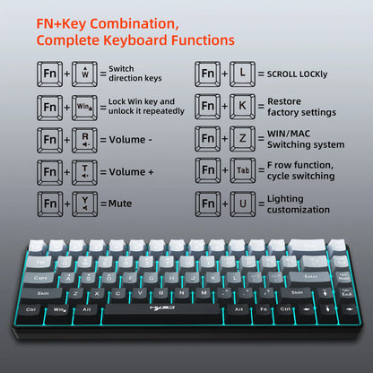Clavier New key board 68% three-mode wired/wireless/bluetooth teclado gamer gaming keyboard gradual change gray RGB backlight