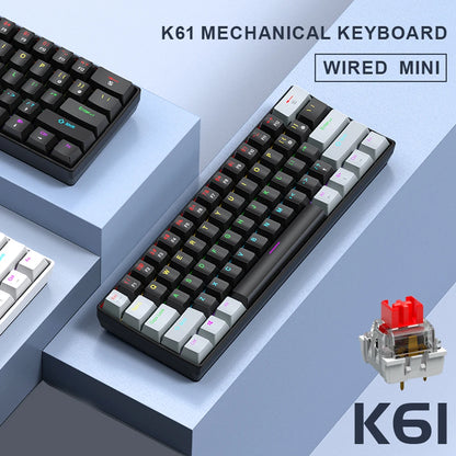 61 Keys RGB Mechanical Keyboard Wired K61 Mini Keyboard 60% Portable Black,White, Red/Blue Switch for Gaming\Work