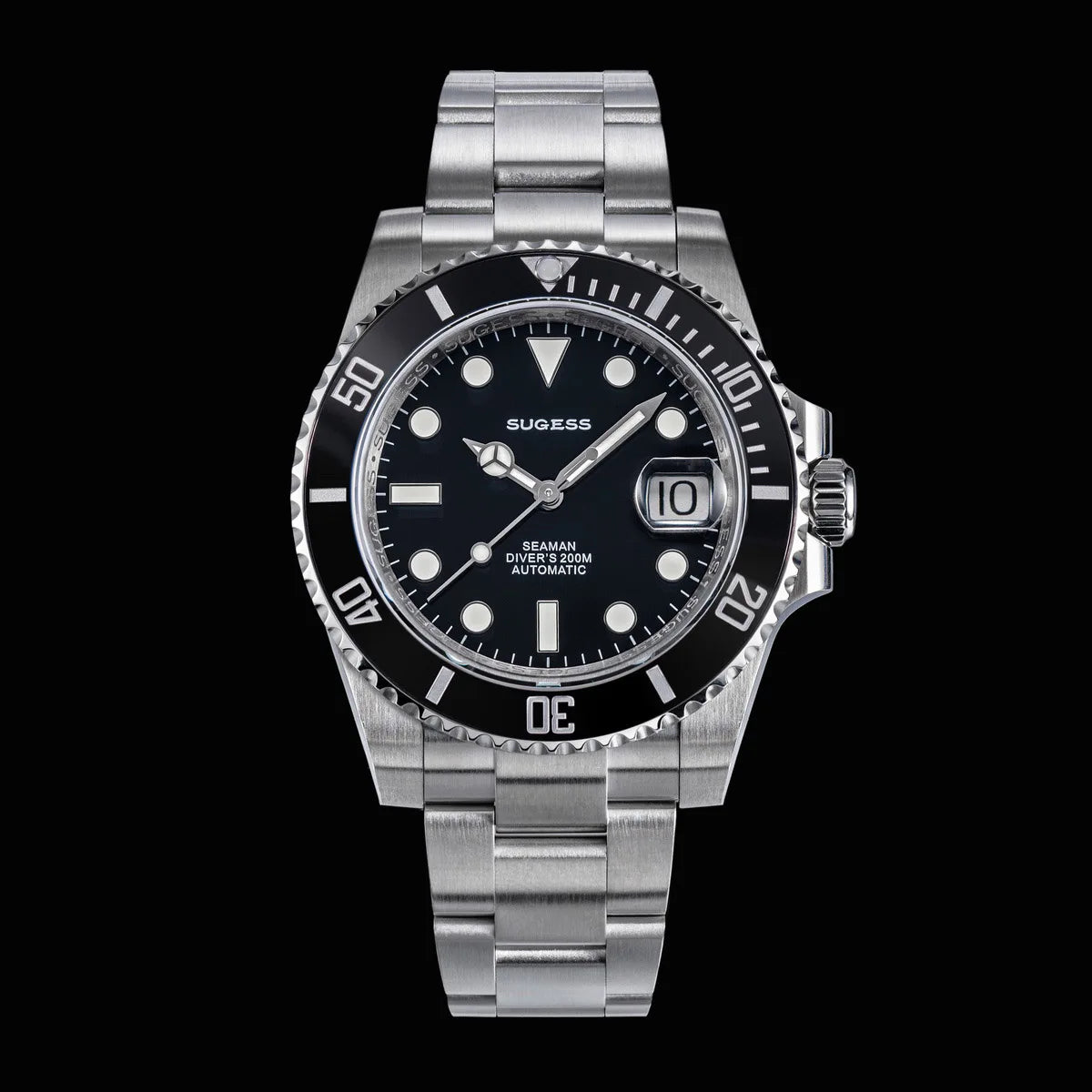 Sugess Men of Watch Automatic Mechanical ST2130 Movement Wristwatches 200M Water Resistant Sapphire Crystal Adjust Clasp S421