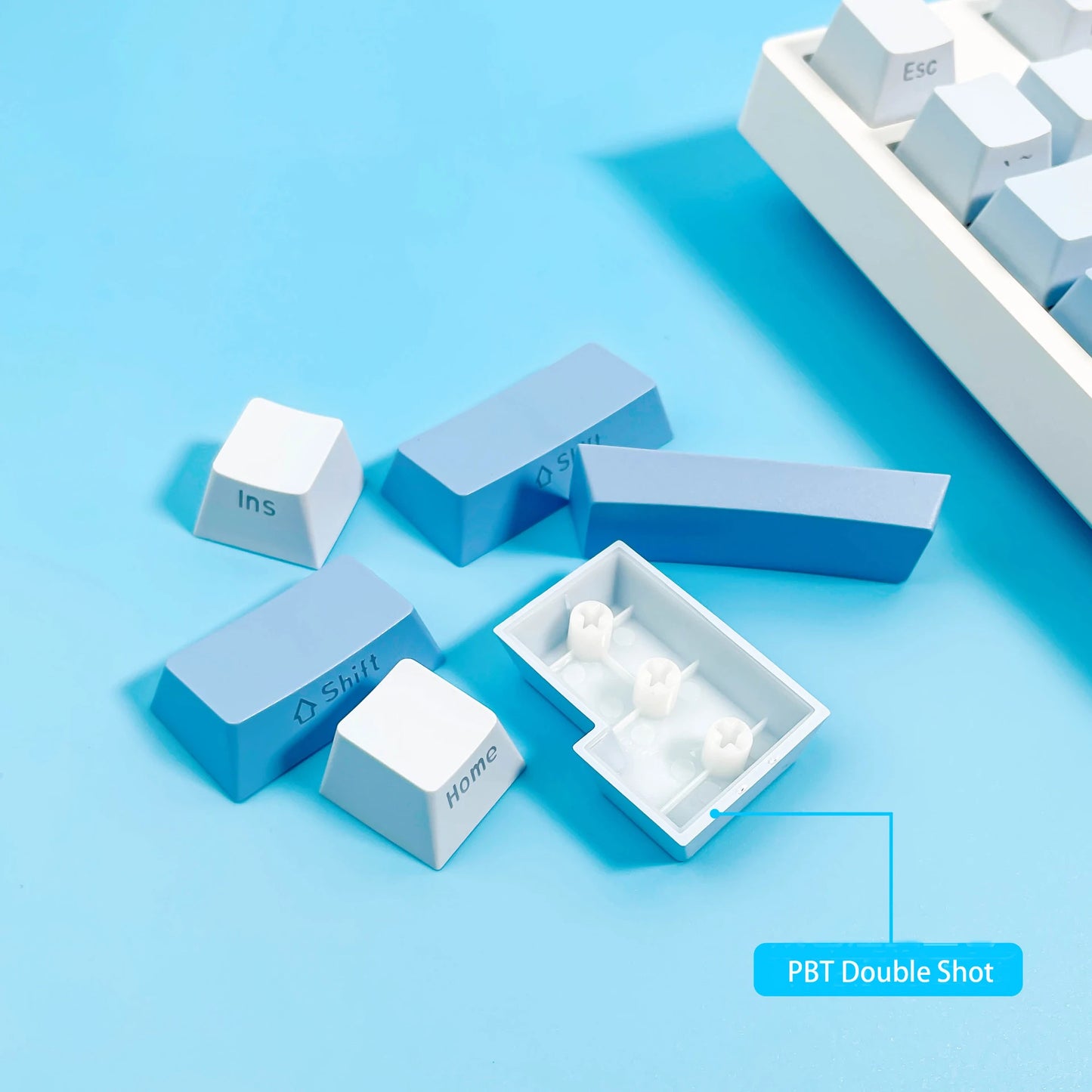 OEM Profile Gradient Side Printed Shine Through Keycaps PBT Double Shot Keycap For Mechanical Gamer Keyboard Black Gray Key Caps