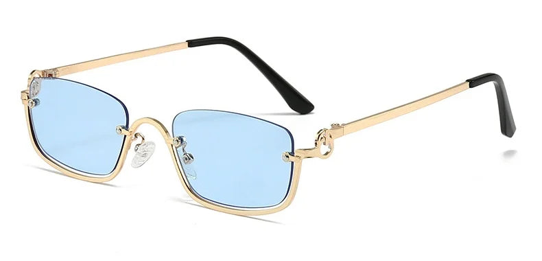 New retro metal small half frame sunglasses fashionable small square frame popular sunglasses brand designer sunglasses UV400