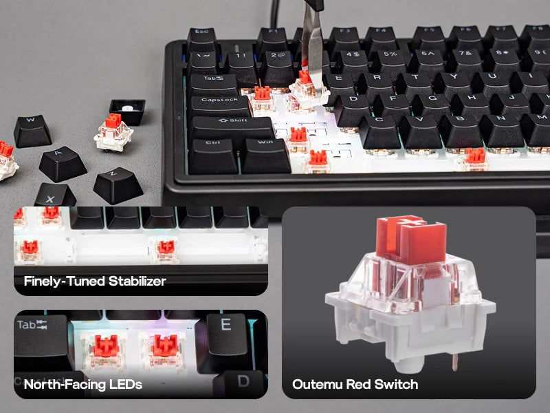 EPOMAKER x AULA F75 Wired Only 75% ANSI US Layout Gasket Hot-Swap Mechanical Keyboard for Mac/WIN/Android with Knob