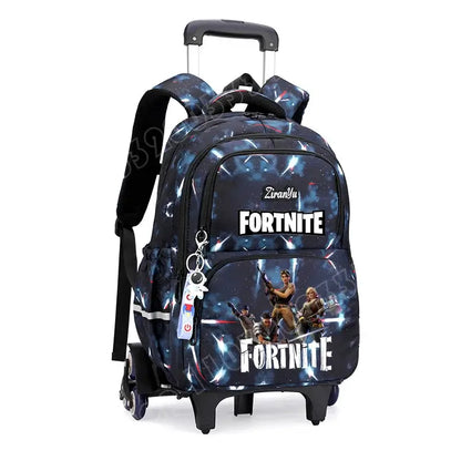 Fortnite Trolley Bag Easy Stair Climbing Anime Waterproof Wheeled Backpack Large Capacity Student Schoolbag Casual Travel Bag