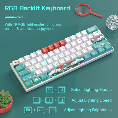 MageGee 60% Mechanical Gaming Keyboard, RGB Full Hot-swappable Customized Switch 61 Keys Mini Office Keyboard for Win/Mac Laptop