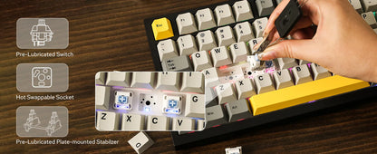 Ajazz AK820 Pro 75% Gasket-mounted Wired/Bluetooth 5.1/2.4G Wireless Mechanical Keyboard with TFT Screen for Win/Mac