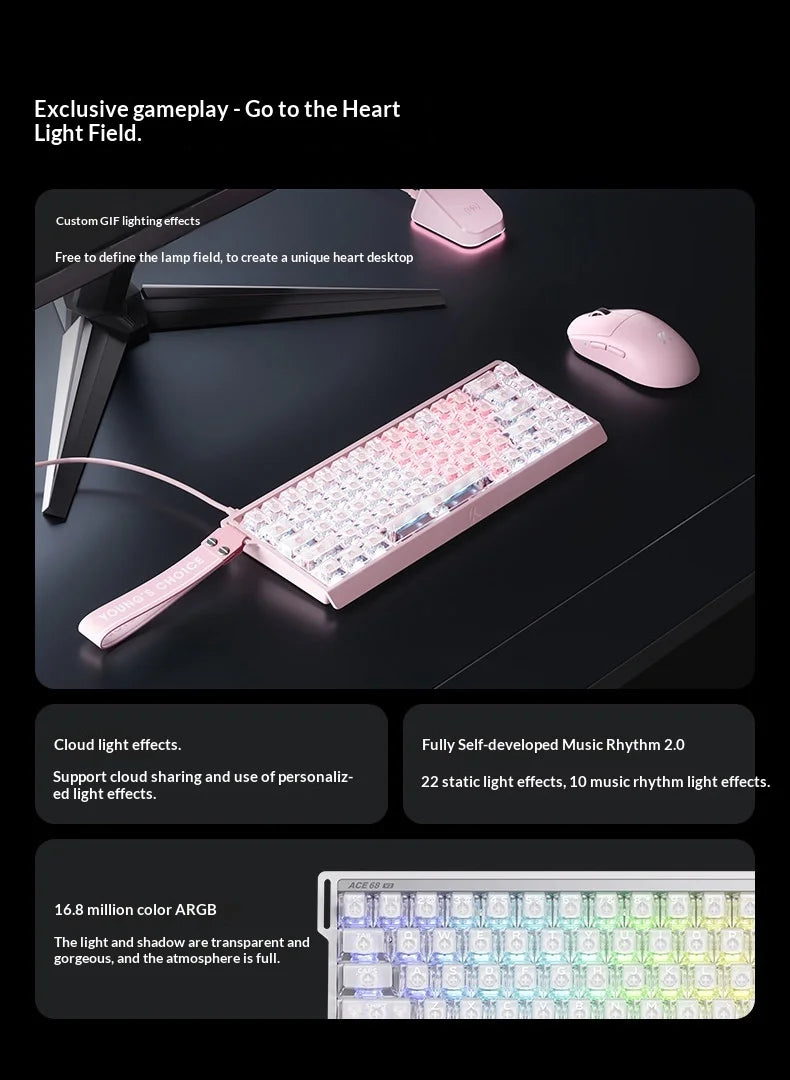 MCHOSE Ace 68 Hall Effect Magnetic Switch Gaming Keyboard Topographic Keycaps Customized TTC Uranus Magnetic Switch eSports