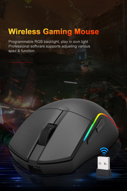 REDRAGON M816 PRO Gaming Mouse 26000 DPI Wireless RGB Gaming Mouse, Tri-Mode 2.4G Bluetooth Wired Mouse with PAW3395 Sensor