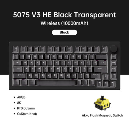 Akko 5075 V3 HE Magnetic Keyboard 75%  Custom Mechanical Gaming Keyboard Rapid Trigger 0.005mm 8K Polling Rate ARGB