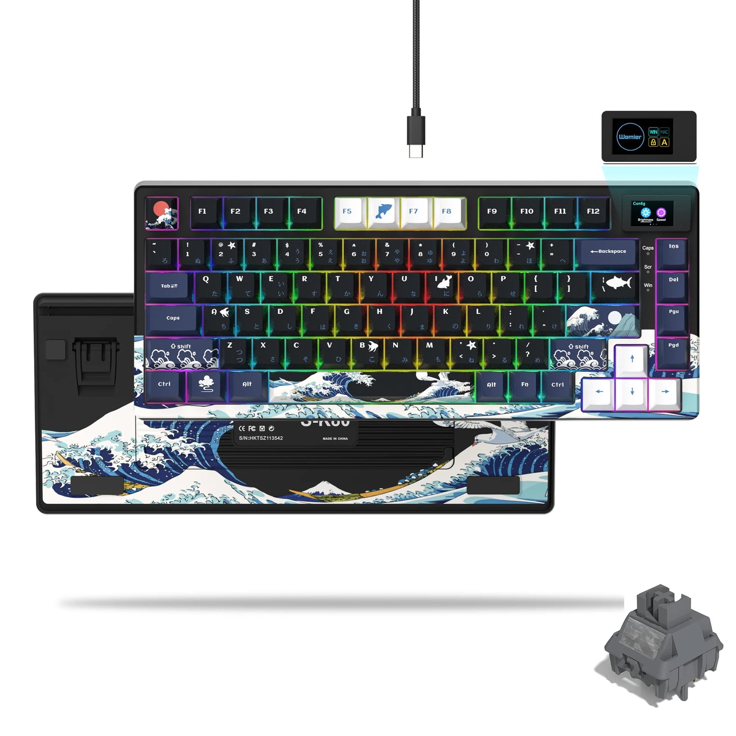 Womier S-K80 75% Keyboard with Color OLED Display Mechanical Gaming Keyboard Hot Swap Keyboard Gasket Mount RGB Custom Keyboard