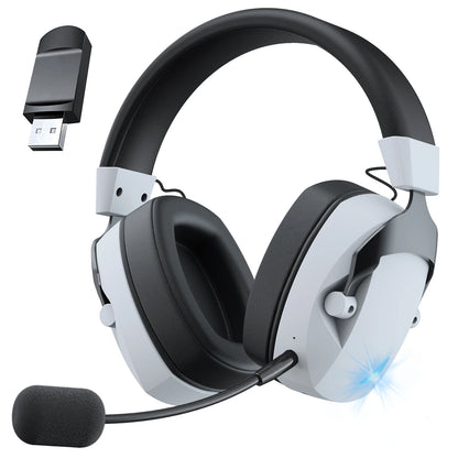 Wireless Gaming Headset with Detachable Noise Cancelling Microphone – Bluetooth 5.3, 2.4G Wireless & 3.5mm Wired Gaming Headphones for PC, PS5, PS4, Mobile