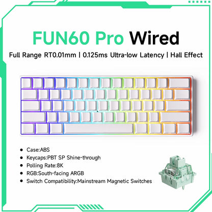 MONSGEEK FUN60 Pro & Max HE Magnetic Gaming Keyboard, 60% Wireless Mechanical Keyboard with 0.01mm Rapid Trigger, 8K Polling Rate, ARGB and Tri-Mode Connectivity