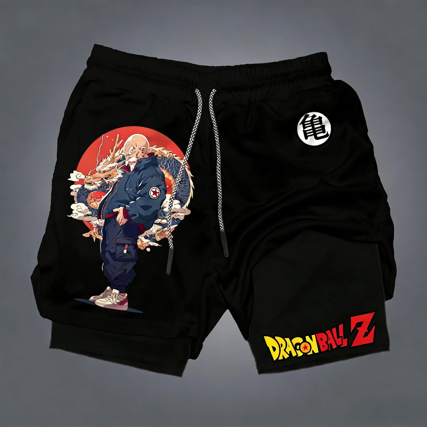 Dragon Ball Men's Double-layer Shorts Son Goku Summer Japanese Anime Fake Two-piece Sports Fitness Quick-drying Shorts