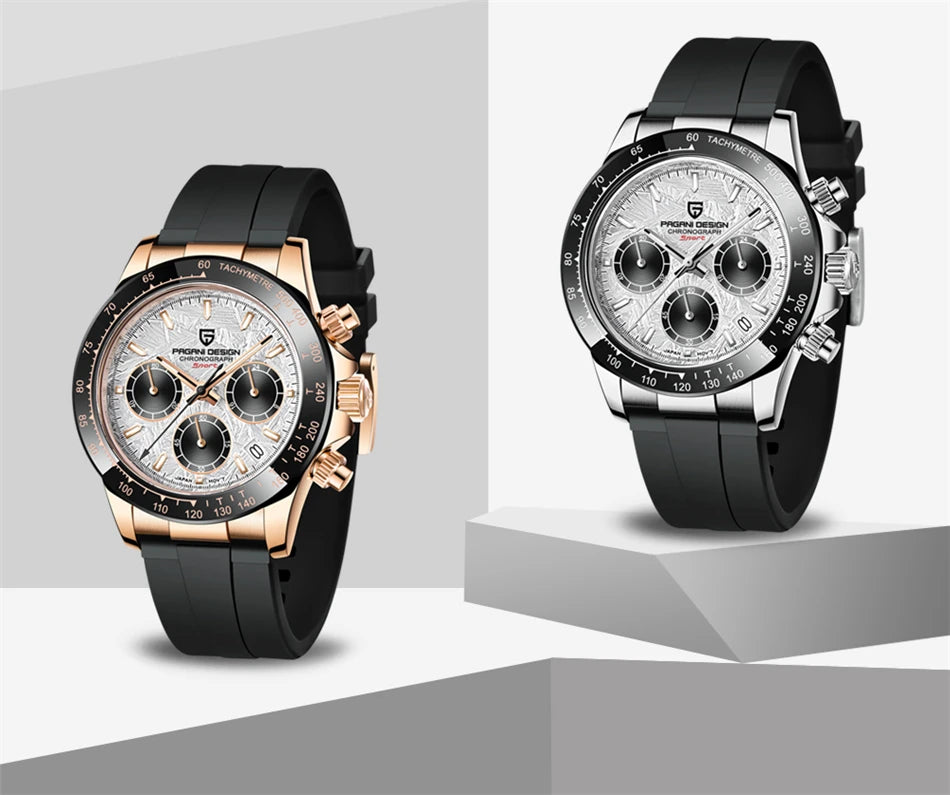 PAGANI DESIGN V2 40MM Meteorite dial Men Quartz Watches Sapphire Retro Chronograph  Waterproof Watch For Men Reloj0 hombr