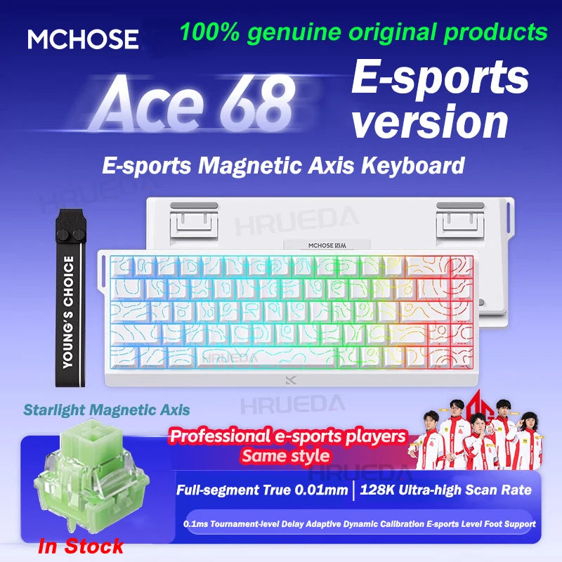 MCHOSE Ace 60 Pro 68 Magnetic Axis Mechanical Keyboard Customized Esports 0.01ms Latency RT 0.01mm 128K Gaming Keyboard Original