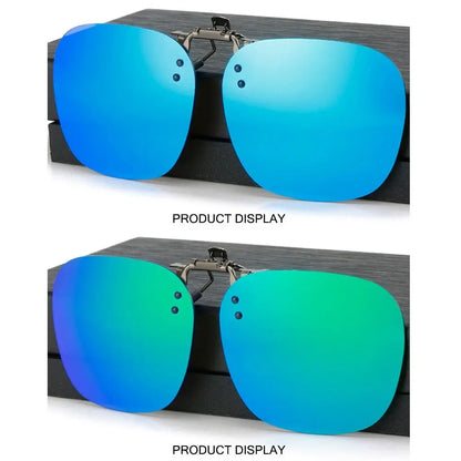 Metal Clip Clip-On Polarized Sunglasses Convenient Rimless Flip-up Sun Glasses for Prescription Glasses UV400 Polygonal Shades