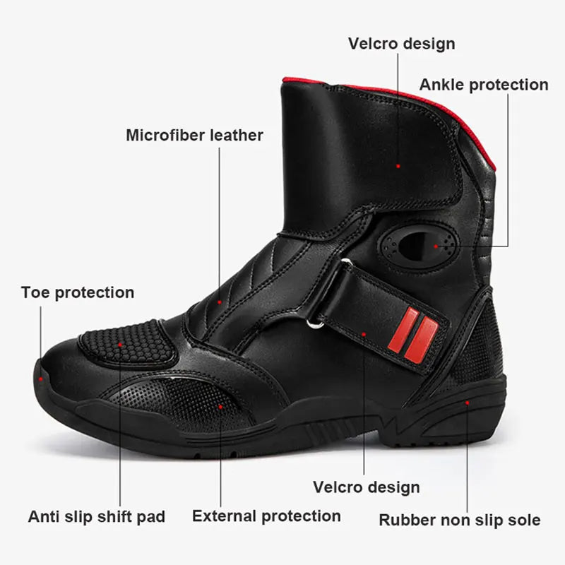 2025 New Men's Motorcycle Boots Outdoors Waterproof Safety Protection Motorcycle Shoes High Quality PU Leather Men Motos Boot