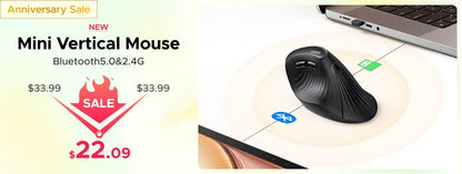 UGREEN Wireless Ergonomic Mouse 4000 DPI Silent Wireless Mouse with 6 Buttons, 2.4G & Bluetooth Ergonomic Mouse for Laptop, MacBook, PC & Tablet
