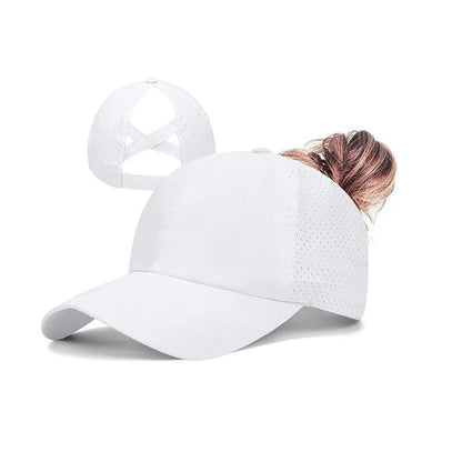 Women Summer Quick Dry Mesh Baseball Cap Solid Color Cross Ponytail Hat Athleisure