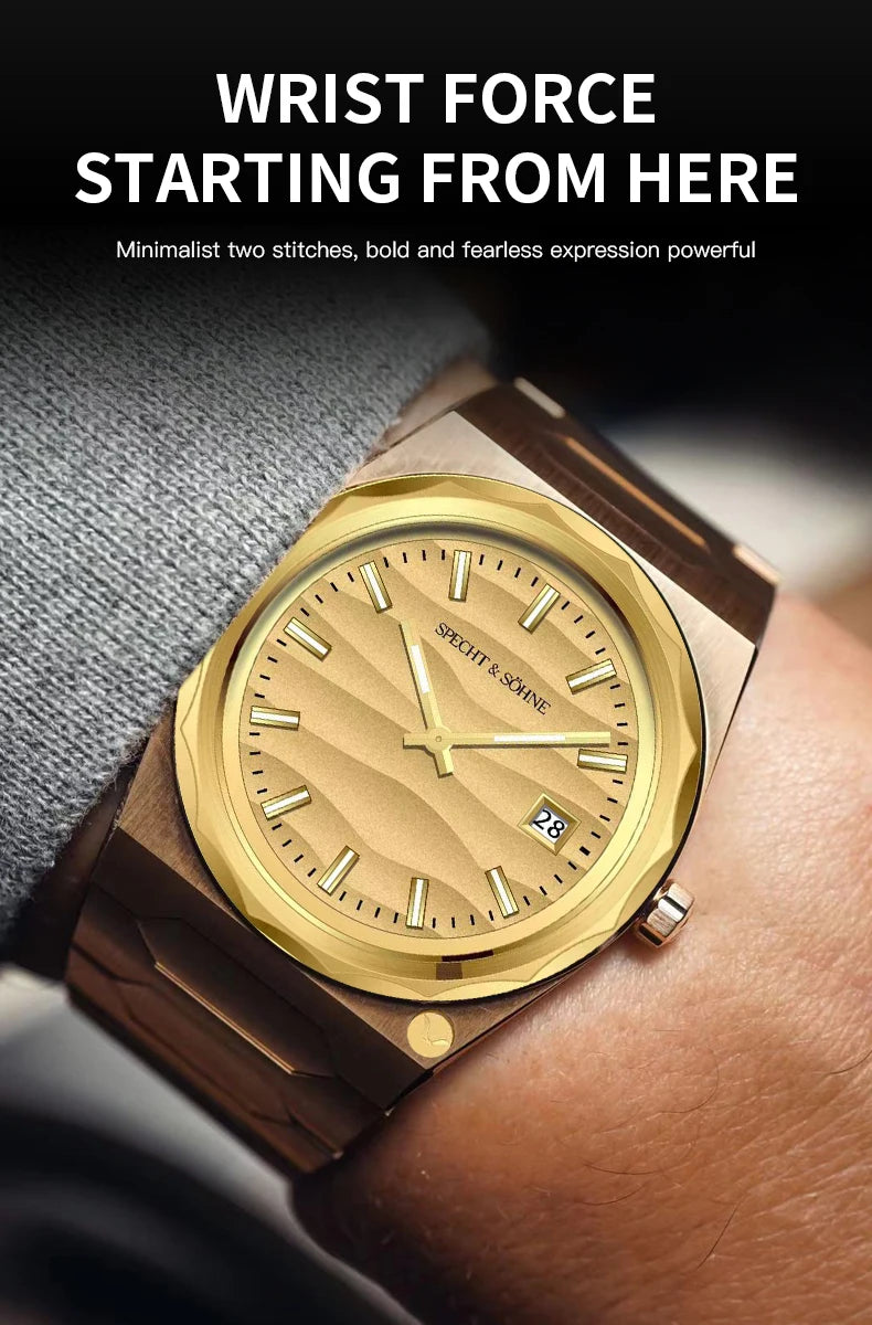 2025 New Arrivals Specht & Söhne 222 Gold Watches For Men Super Slim Steel Sapphire Classic Quartz Watch Relogio Masculino 37MM