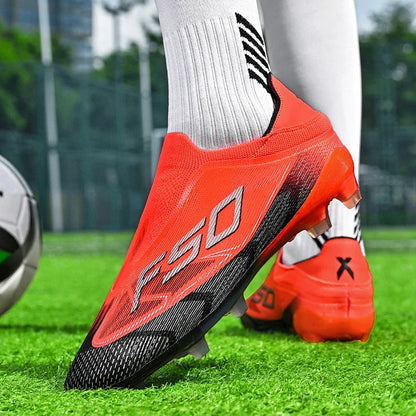 Chaussures de football respirantes AG pour hommes et femmes, chaussures de football professionnelles antidérapantes, chaussures de sport d'extérieur, crampons d'entraînement