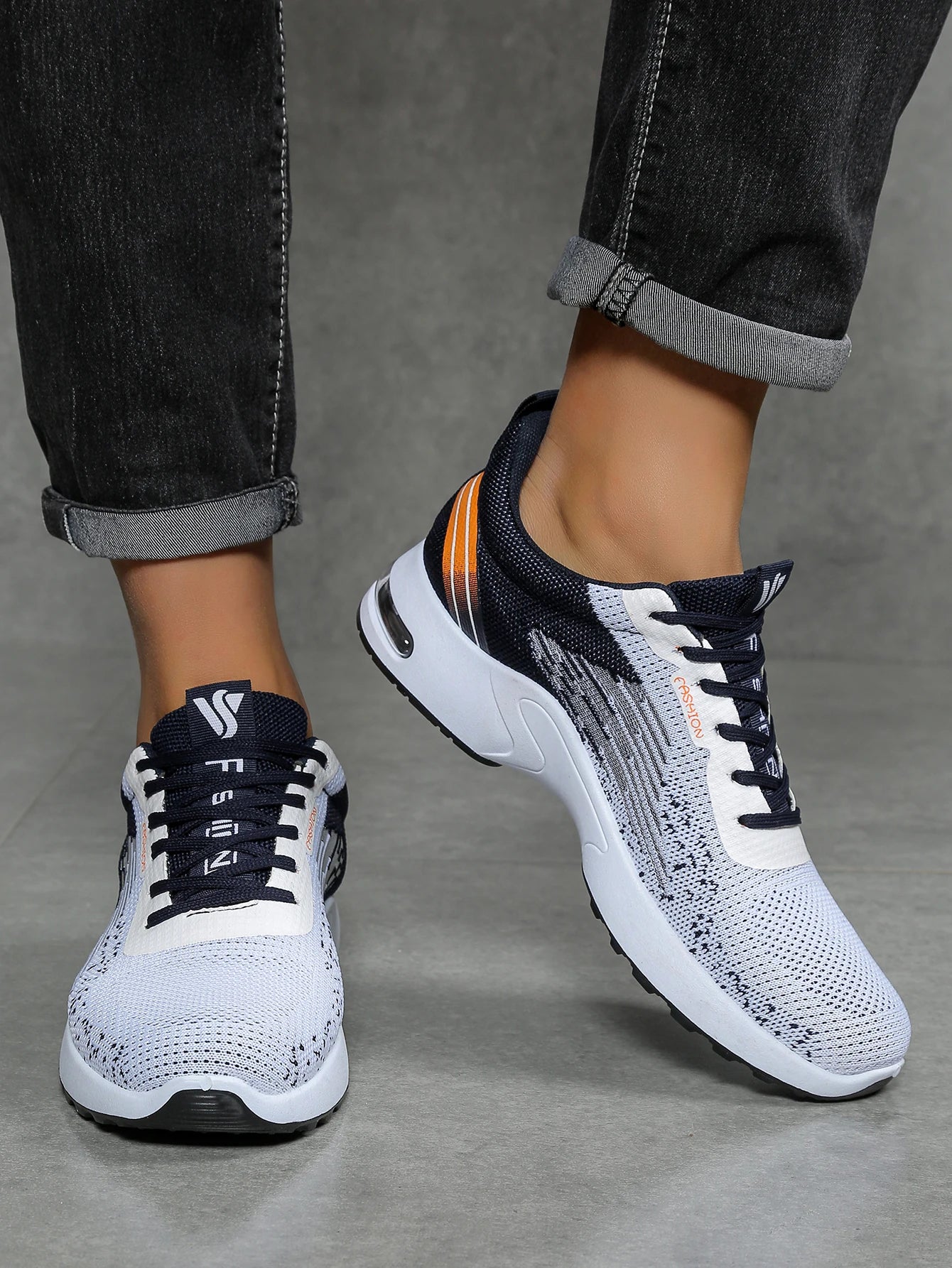Herrenschuhe, lässige Herrenschuhe, atmungsaktives Mesh, Luftpolsterung, weiche Sohle, modische Sportschuhe im Color-Block-Design