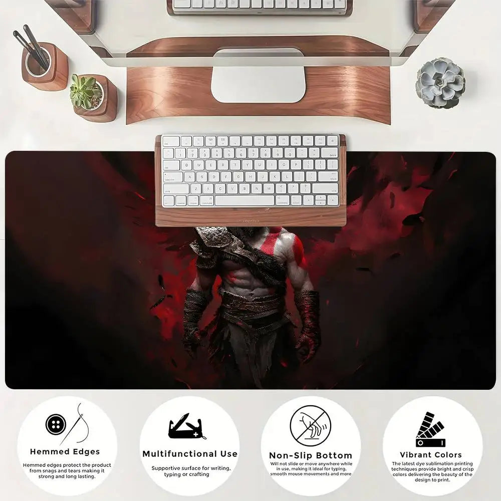 Game God Of War Kratos Mousepad Large Keyboard Desk Mat Gaming Mouse Pad LockEdge Non-slip Mat