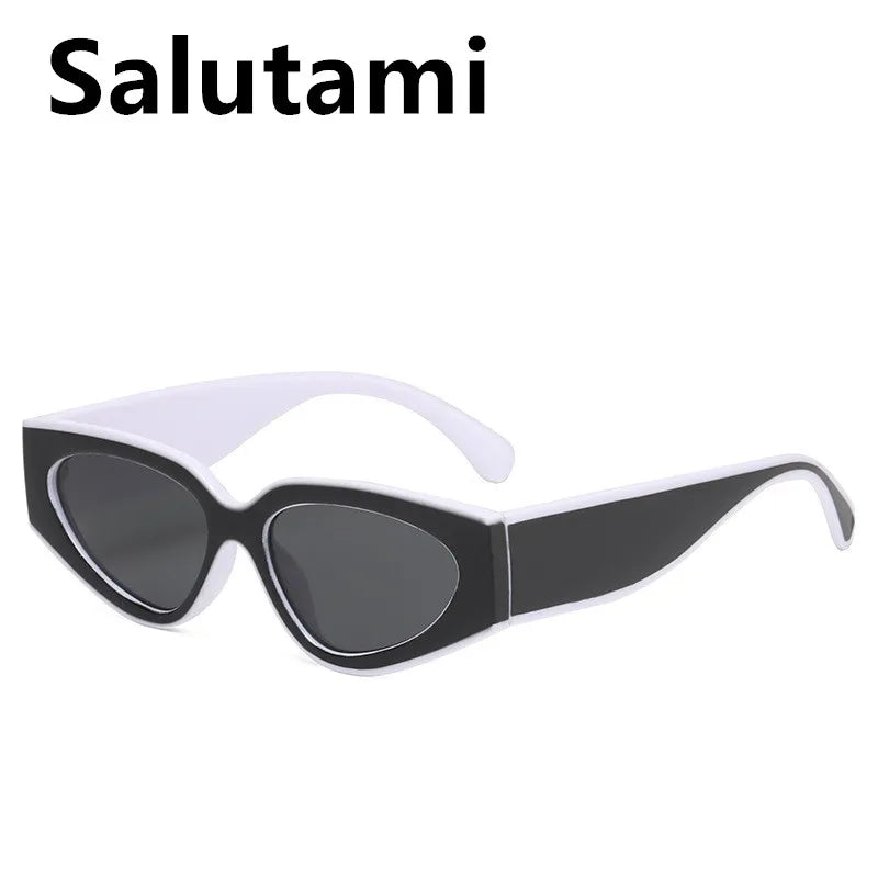 unique black white patchwork cat eye sunglasses for women new fashion small round gradient sun glasses ladies sexy Y2K shades