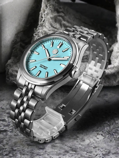 San Martin 39mm Miyota 90S5 Enamel Dial GADA Wristwatch Automatic Mechanical Sapphire BGW-X1 10Bar 5-Link Bracelet  SN0144CG-7