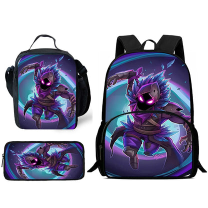 Trendiges Gaming-Design Kinder-Rucksack F-FortniteS mit Lunchbag und Federmäppchen, Schulranzen mit großem Fassungsvermögen für Jungen und Mädchen, ideales Geschenk
