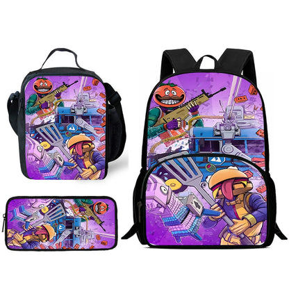 Hot-Game-Kinderrucksäcke mit Lunchbag und Federmäppchen, große Schultaschen für Schüler, Design F – FortniteS, für Jungen und Mädchen, ideales Geschenk