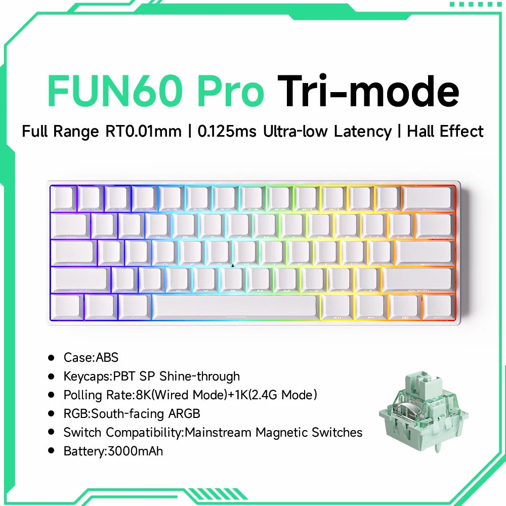 Akko MonsGeek FUN60 PRO&MAX HE Mechanical Keyboard Magnetic Switch 60% Gaming Keyboard Rapid Trigger 8K Custom Keyboard