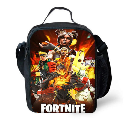 Trendiges Gaming-Design Kinder-Rucksack F-FortniteS mit Lunchbag und Federmäppchen, Schulranzen mit großem Fassungsvermögen für Jungen und Mädchen, ideales Geschenk
