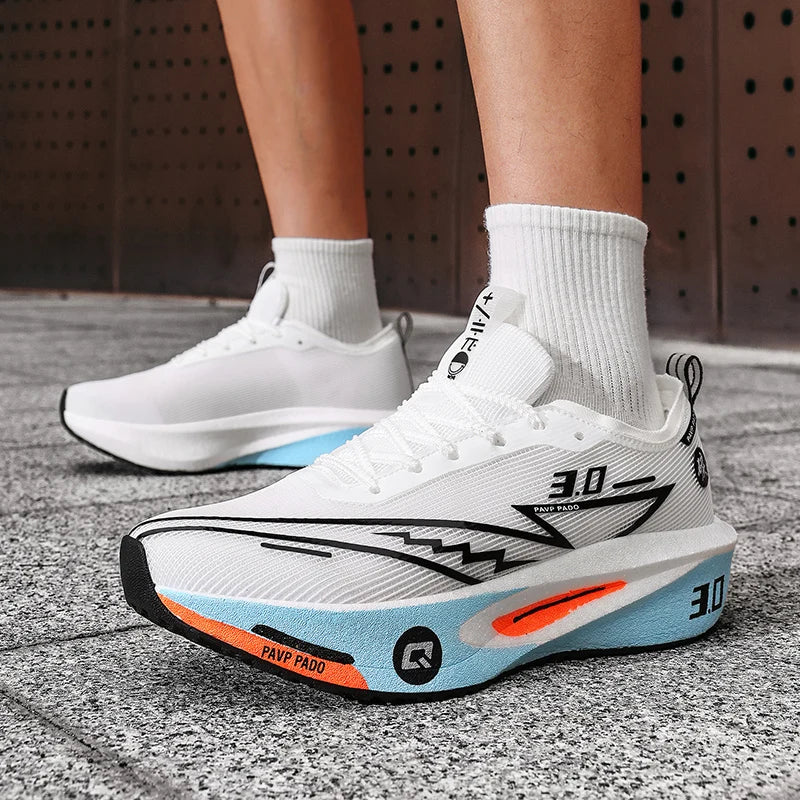 Brand Men's Carbon Plate Running Shoes Soft Cushion Shock Absorbing Sports Shoes Unisex Sneakers Light Anti-Slip Training Shoes