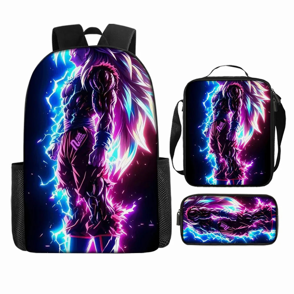 Dragon Ball 3Pcs/Set Backpacks Goku Vegeta Cartoon Print Lunch Bag Pencil Bags Student Casual School Bags Return To School Gift