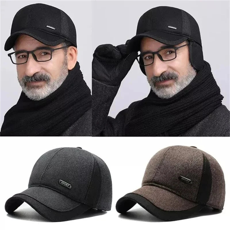Waterproof Sports Cap Comfortable Adjustable Lined Earflap Cap Lightweight Winter Hat for Casual